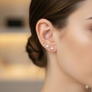 Gold and Silver Stainless Steel Earring Set